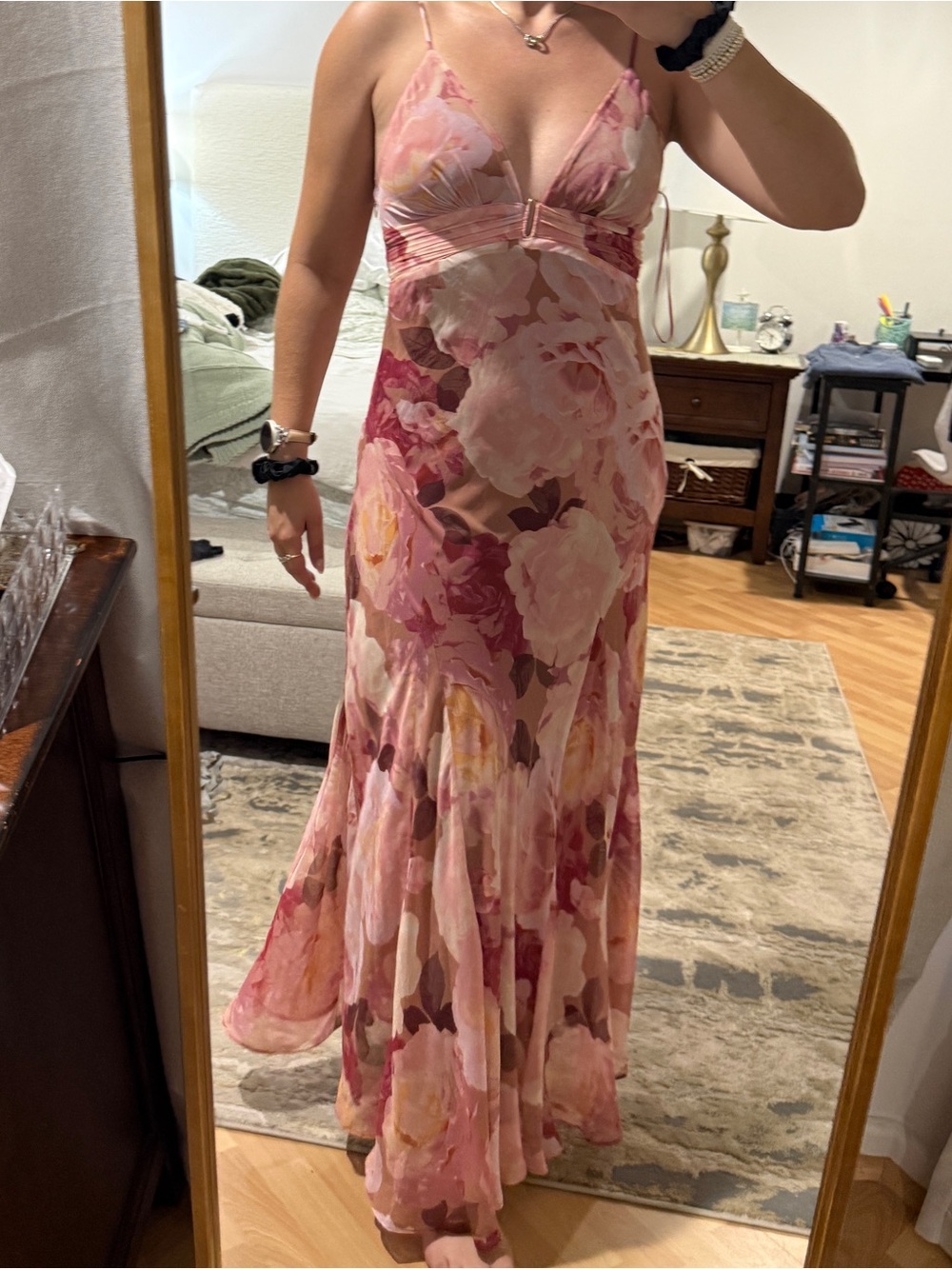 NWT! Floral Pink V-Neck Maxi formal Dress💞